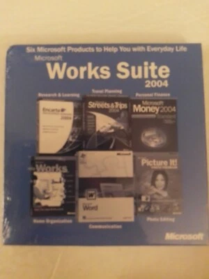 Microsoft Works Suite 2004 CD-ROM Set Brandneu Factory Sealed With Word Key - Bild 1 von 2