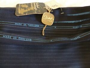 NEW ENGLAND MADE SCABAL LONDON 3.1 YRD Wool Suiting Fabric NAVY Blue Pin Stripes