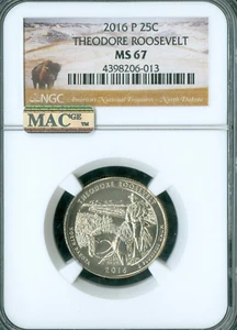 2016 P THEODORE ROOSEVELT  PARKS QUARTER MS67  MAC SPOTLESS  * - Picture 1 of 2