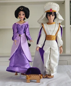 Disney Aladdin & Jasmine Limited Edition 19" Porcelain Dolls - NIB COA Signed - Picture 1 of 11