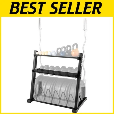 Durable Alloy Steel Weight Rack Holds 14 Dumbbells & 10 Kettlebells - Easy Setup - Image 1 of 4