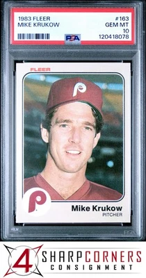 1983 FLEER #163 MIKE KRUKOW PHILLIES PSA 10 - Image 1 of 2