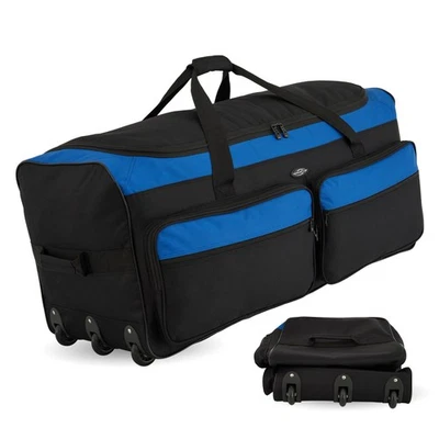 3-Wheel Rolling Expandable Duffle Bag, Black/Blue, 36-Inch - Image 1 of 4