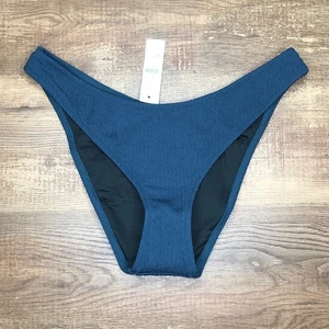 J. Bikini girocollo testurizzato vita curva fondo sfacciato taglia media blu BC050 - Foto 1 di 6