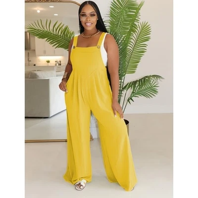 USboutiquechic Women Jumpsuits Rompers Sling Wide Leg Casual Overalls Jumpers - Image 1 of 4