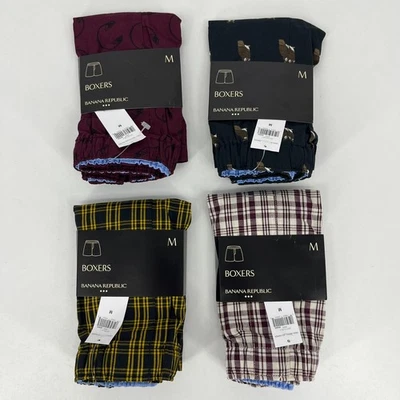 批量 4 件 Banana Republic 拳击手 男式 M 码 勃艮第黄色 100% 棉 全新 全新带标签 — 第 1/4 张图片