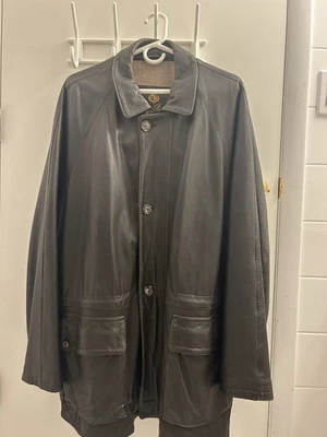 Abrigo de cuero genuino Loro piana Vera Felle, forro 100 % cachemir ligeramente usado, XXL Foto 1 de 4