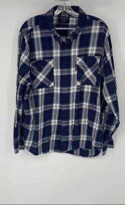 Camisa Harley-Davidson Para Hombres Azul Marino Blanco A Cuadros Americana Abotonada Talla L Foto 1 de 4