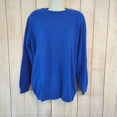 Vintage 80's Lambswool, Angora, Rabbit Hair Sweater Cobalt Blue Oversized Medium - Image 1 of 4
