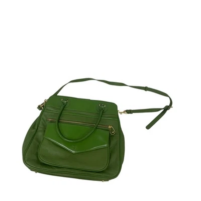 Bolsa tote Issac Mizrahi feminina grande satchel couro verde Kelly A97965 nova sem etiquetas - Imagem 1 de 4