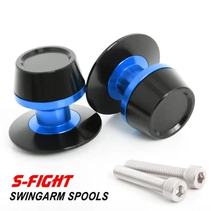 Blue Aluminum 8MM Rear Swingarm Spools Sliders for BMW S1000 RR / XR / Naked - Picture 1 of 7