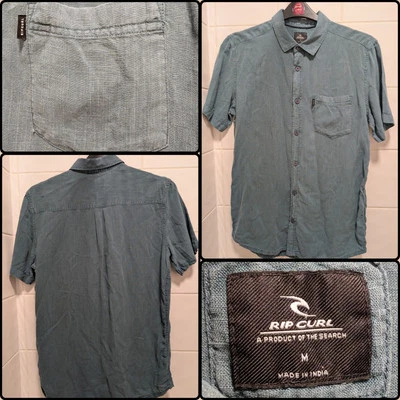 Ripcurl Summer Shirt Mens Medium Green Lightweight Linen Shirt - Image 1 of 4