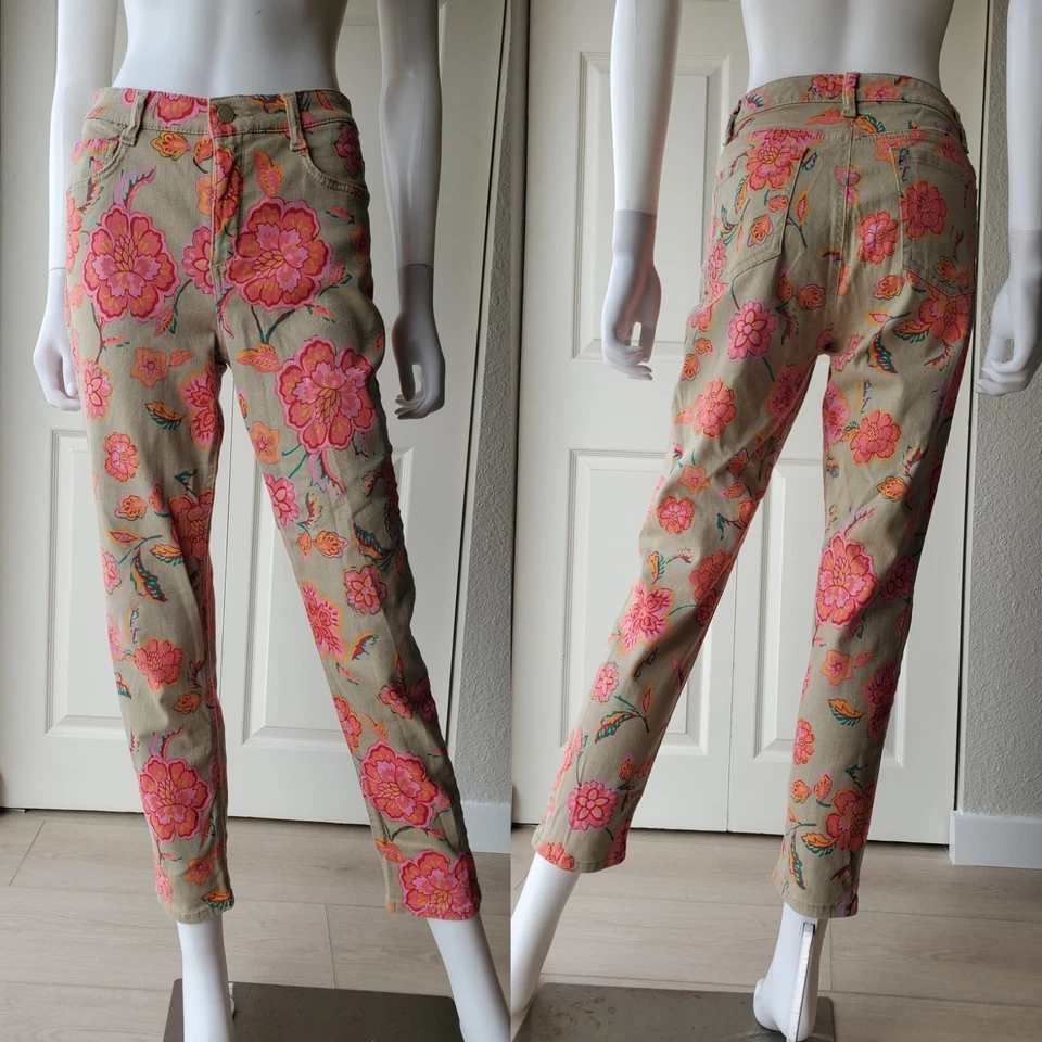 Pantalones chinos Jones New York para mujer con estampado floral de pierna recta talla 8 Foto 1 de 4