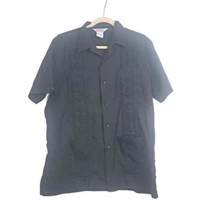 Chemise homme Romani Collection Guayabera noire poche brodée taille L - Photo 1/3