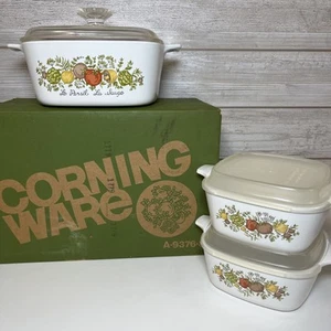 Vintage Corning Ware Spice O' Life Koch- und Aufbewahrungsset. A.9376.8 weiß 6 tlg. - Bild 1 von 7