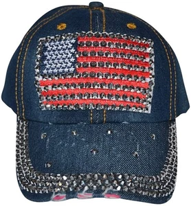 Gorra de béisbol patriótica de estrás con sombrero de bandera americana para mujer - Imagen 1 de 4