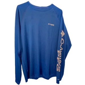Columbia PFG Fishing Shirt Long Sleeve Performance Tee Blue Men's Medium - Picture 1 of 4