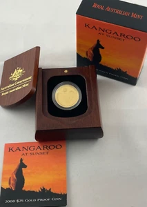2008 RAM $25 Gold Proof Coin - Kangaroo At Sunset - 99.99% Gold - - Picture 1 of 4