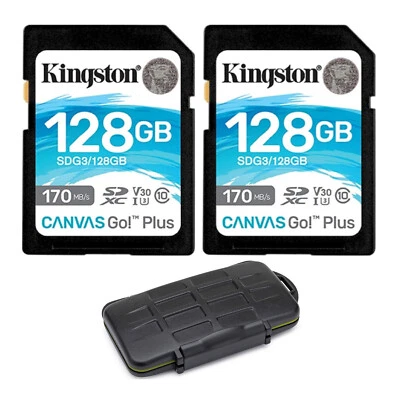 Kingston 128GB 170MBs Read Memory Card 2 Pack Koah Memory Card Storage Case - Image 1 of 4