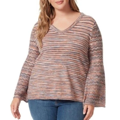 NEW! Jessica Simpson Marietta Top Mocha Mousse $89.50 V-Neck Bell Sleeves 2X - Image 1 of 4