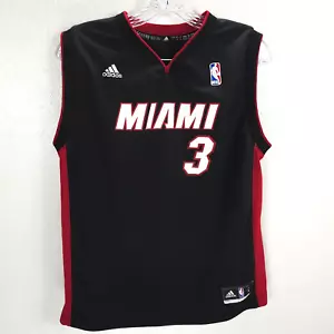 Maillot débardeur Adidas noir rouge Miami Heat Dwayne Wade #3 basket NBA grand - Photo 1/9