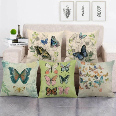 45cm*45cm watercolor butterfly design linen/cotton throw pillow covers  - Image 1 of 4
