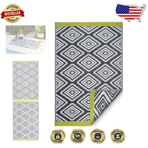 Southwestern Aztec Waterproof Outdoor Rug - Reversible & Eco-Friendly 8x10 ft - Picture 1 of 9
