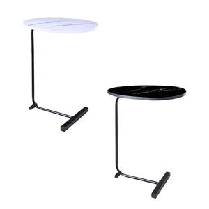 Modern Side Table C Shaped Marble Sofa End Table Coffee Snack Table Metal Frame - Picture 1 of 8