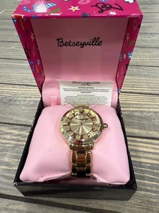 Betseyville Gold-Tone Round Dial Watch With Roman Numerals & Heart Detail - Picture 1 of 7