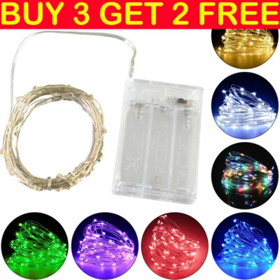 Fairy String Lights Micro Rice Copper Wire Xmas Light 20/50/100 LED Battery UK - Image 1 of 4
