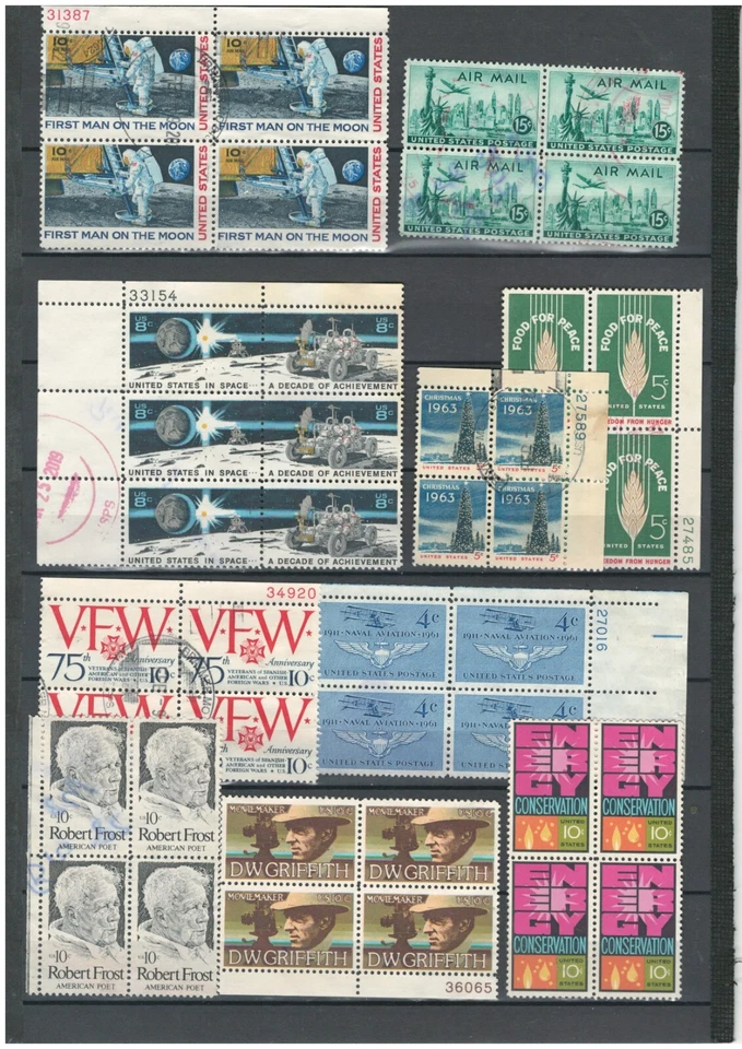 USA  COLLECTION SPACE AVIATION FAMOUS PEOPLE X4 USED STAMPS LOT (USA  462) - Image 1 of 1