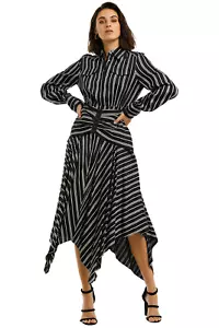 Acler Size 6 / US 2 Cresler Stripe Long Sleeve Midi Shirt Dress Button Up - Picture 1 of 14
