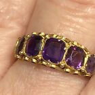 Antique Victorian 15Ct Gold Amethyst 5 Stone Ring