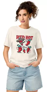 Red Hot Silly Peppers Organic T-Shirt – Vintage Meme, Festival Concert Tee - Picture 1 of 13