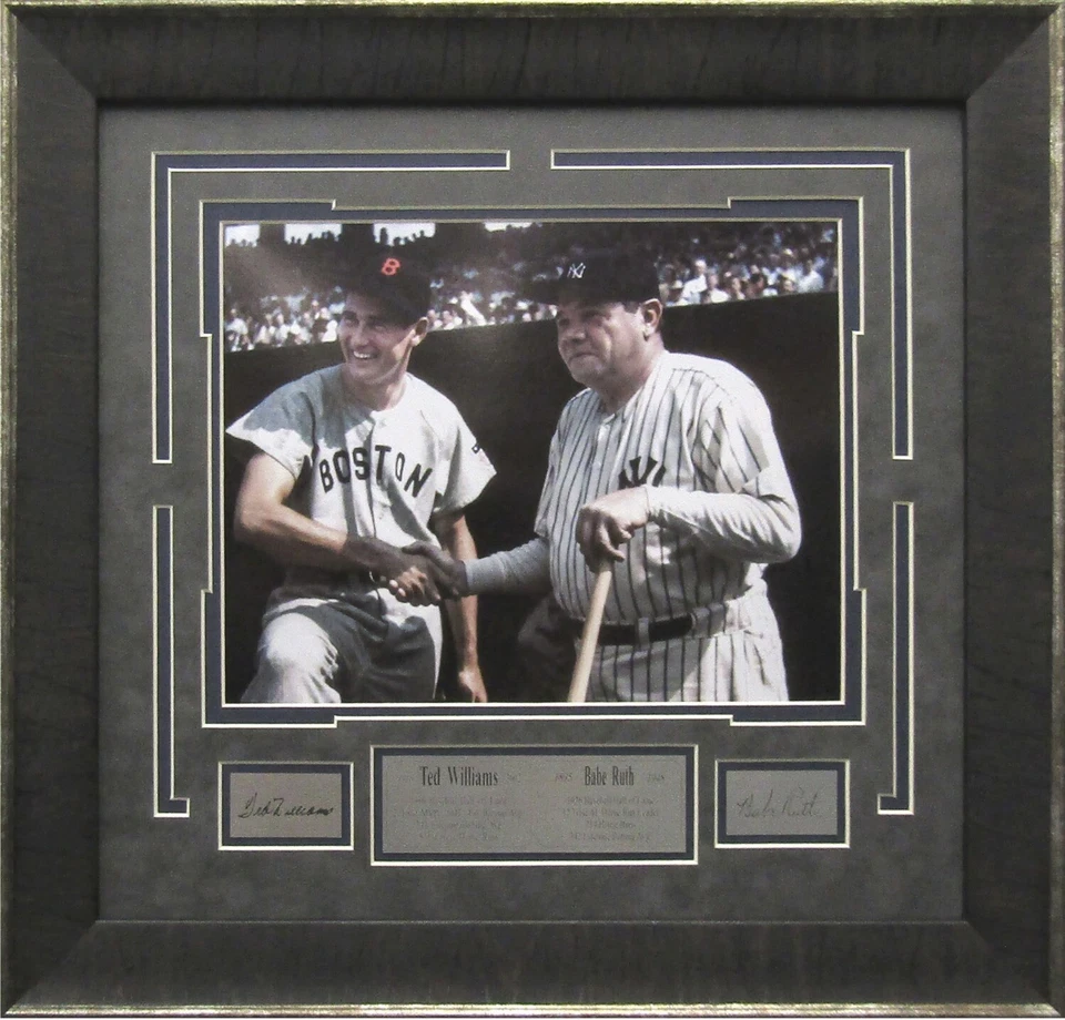 BABE RUTH AND TED WILLIAMS PRINTED AUTO PLAQUE 16.5x15.5 - Image 1 of 1