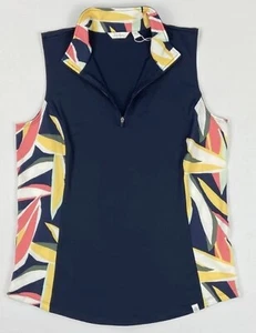 Damen Lady Hagen Seitenteil 1/3 Reißverschluss Retro Blatt ärmellos Poloshirt - Bild 1 von 3