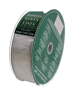 Kirkland Signature Wire Edged Silver Metallic Ribbon 50 yards x 1.5 inches - Picture 1 of 3