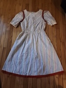 Vestido midi vintage de verano para mujer manga corta multicolor a rayas talla 11/12 - Imagen 1 de 13
