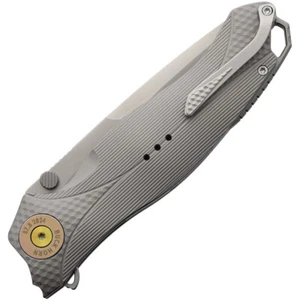 KARBON Buckhorn Linerlock Gray Aluminum Folding 14C28N Pocket Knife B119 - Picture 1 of 2