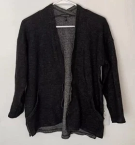 Eileen Fisher Charcoal Melange Knit Wool Blend Kimono Jacket XS - Picture 1 of 7