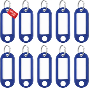 10 Pieces Key Tags 2 Inch Soft Plastic Key Chain Tags with Blank Paper Labels - Picture 1 of 13