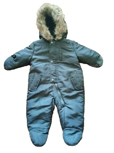 Rothschild Boys Hooded Black Snow Suit Zip & Snap Closure 6-9 M FREE SHIPPING - Picture 1 of 9