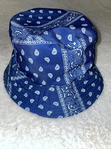 Huf Worldwide Skateboard Cap Bucket Hat Blue Paisley Black on Reverse side M/L - Picture 1 of 4