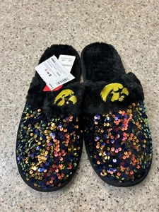 FOCO Women's NCAA Iowa Hawkeyes Logo Ladies Sequin Fashion Slippers XL 11-12 - Picture 1 of 1