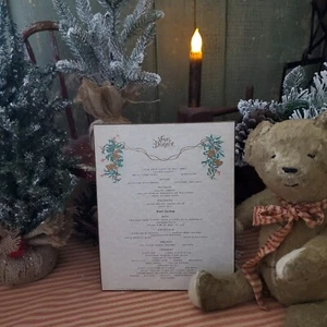 ANTIGUO PRIMITIVO VICTORIANO VINTAGE ESTILO RETRO CENA DE NAVIDAD REAL 1906 SIGNO DE MENÚ - Imagen 1 de 14