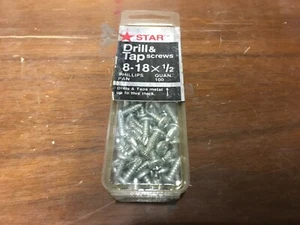 100 Count Box of 8-18X 1/2'' Phillips Head Drill/ Tap Screws Sheet Metal Screws - Picture 1 of 3