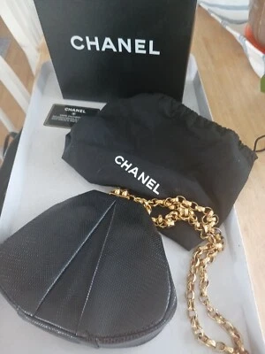 Cartera de colección CHANEL 1989-1991 lagarto negro con cadena Bijoux-rara y difícil de encontrar Foto 1 de 4