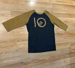 TenTree T-Shirt Gray Tan Logo LS Raglan Camp Hike Outdoor Climb 3/4 Hippie Sz L - Picture 1 of 10