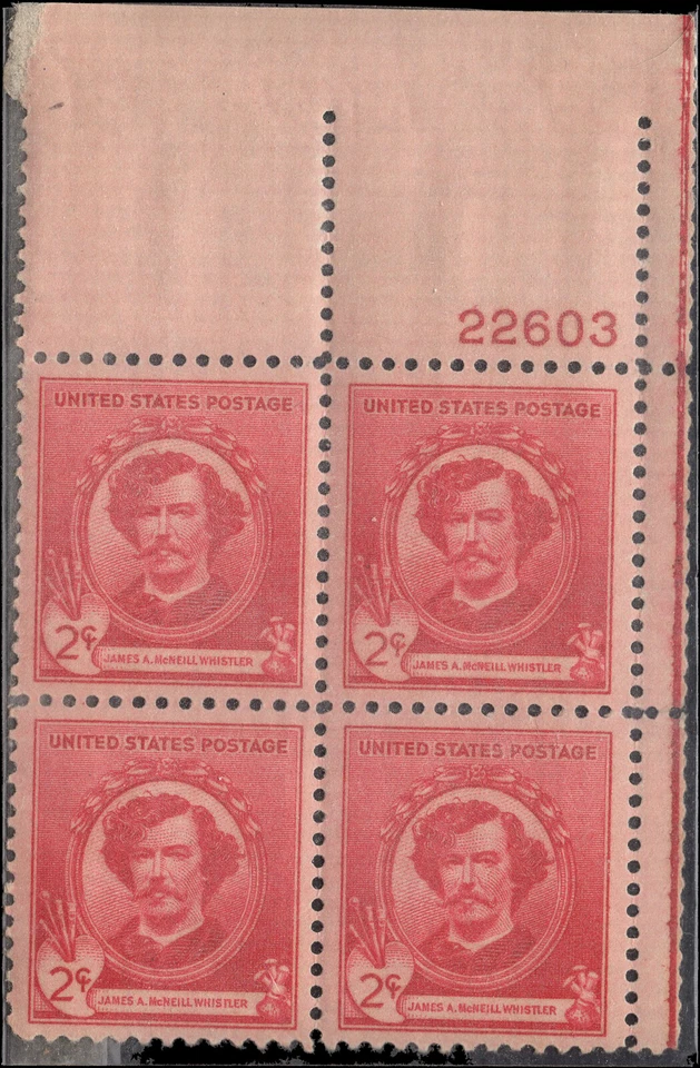 US Scott # 885, James A. McNeill, Plate Block of 1940 2¢ Stamps, MNH - Image 1 of 1