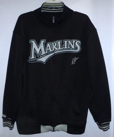 Florida Marlins MLB Baseball Vintage Stitches Black Full Zip Jacket Mens Size L Cover